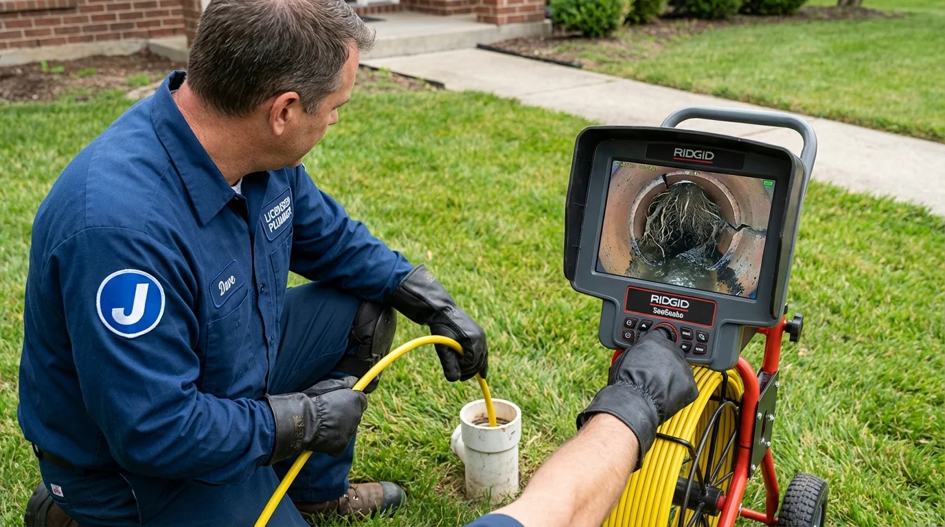 Sewer camera inspection being performed by Johns Plumbing LLC in Haines