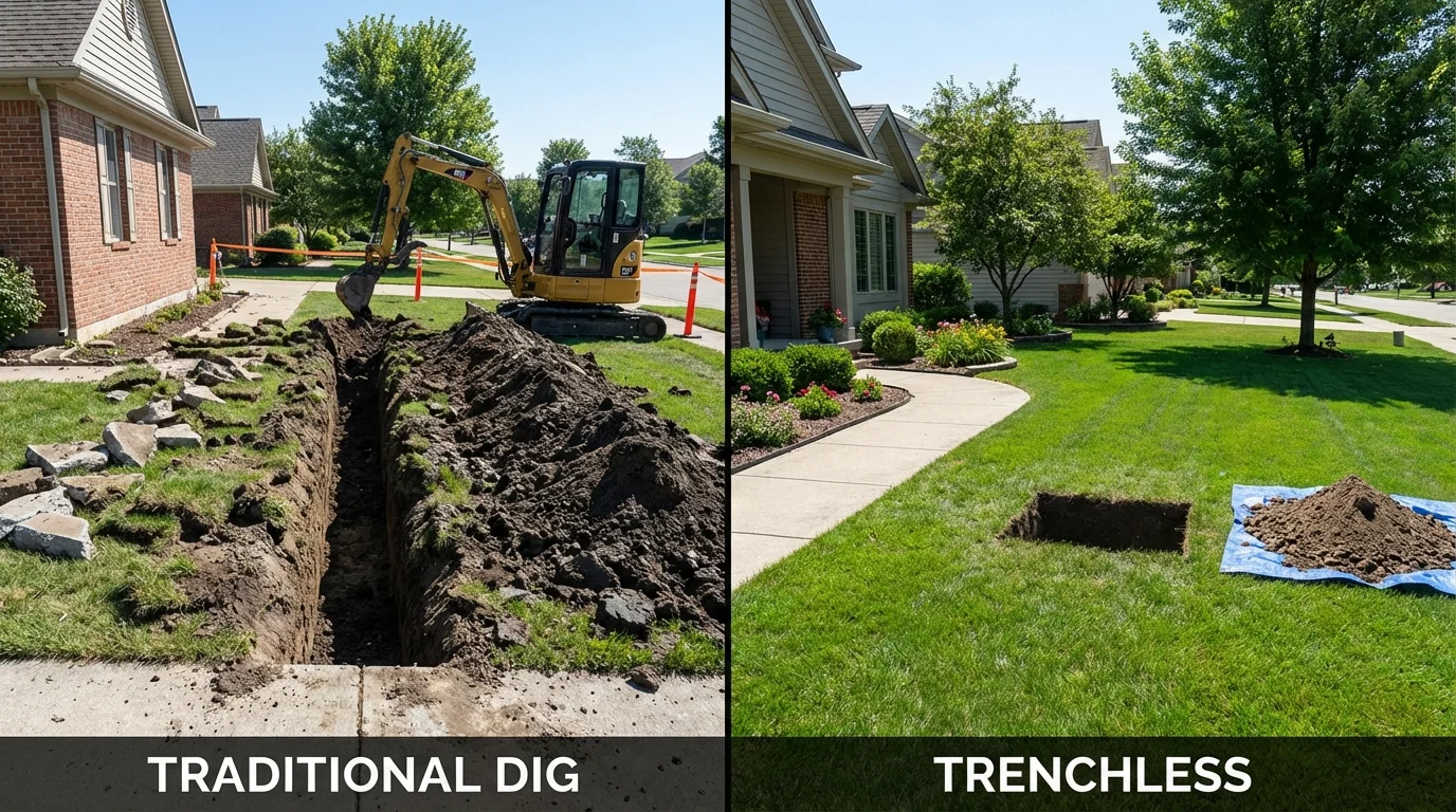 Trenchless sewer repair with minimal yard damage versus traditional excavation in Haines, AK